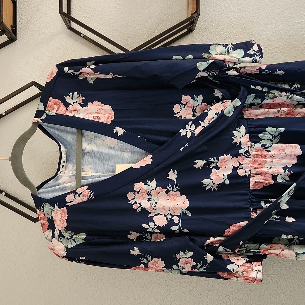 3x Navy & Pink Floral maxi dress